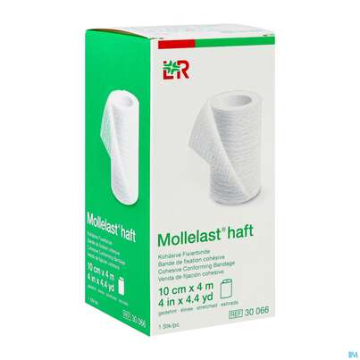 Sie sehen eine Packung Fixierbinden Mollelast Haft Weiss 4mx 10cm 1st, Produktbild: 02 Fixierbinden Mollelast Haft Weiss 4mx 10cm 1st, A-Nr.: 1767672 - 02