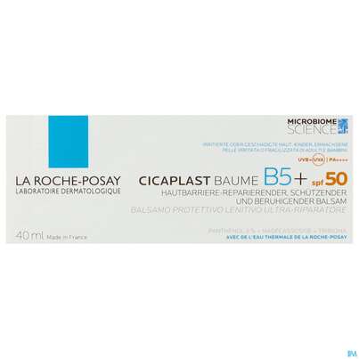 Sie sehen eine Packung La Roche Posay Cicaplast Wundpflegebalsam B5+ Spf50+ 40ml, Produktbild: 01 La Roche Posay Cicaplast Wundpflegebalsam B5+ Spf50+ 40ml, A-Nr.: 5868677 - 01