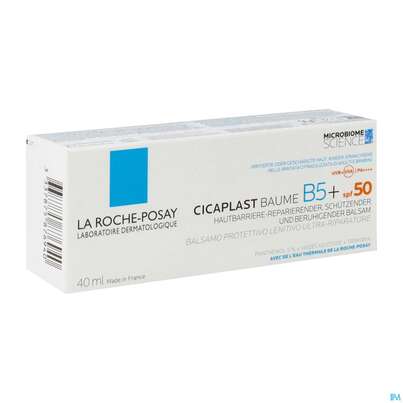 Sie sehen eine Packung La Roche Posay Cicaplast Wundpflegebalsam B5+ Spf50+ 40ml, Produktbild: 02 La Roche Posay Cicaplast Wundpflegebalsam B5+ Spf50+ 40ml, A-Nr.: 5868677 - 02