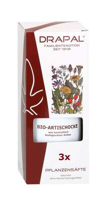 Sie sehen eine Packung DRAPAL® Artischocke Bio Pflanzensaft, 600 Milliliter, Produktbild: 01 DRAPAL® Artischocke Bio Pflanzensaft, 600 Milliliter, A-Nr.: 1108656 - 01