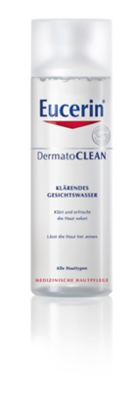 Sie sehen eine Packung Eucerin DermatoCLEAN Klärendes Gesichtswasser, 200 Milliliter, Produktbild: 01 Eucerin DermatoCLEAN Klärendes Gesichtswasser, 200 Milliliter, A-Nr.: 3799280 - 01