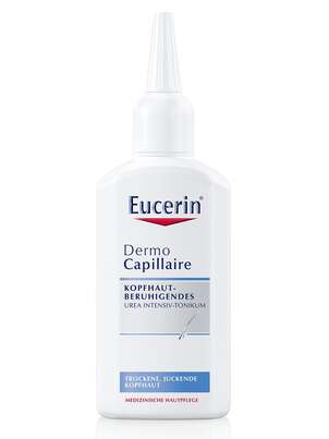 Sie sehen eine Packung Eucerin DermoCapillaire Urea Intensiv-Tonikum Kopfhautberuhigend, 100 Milliliter, Produktbild: 01 Eucerin DermoCapillaire Urea Intensiv-Tonikum Kopfhautberuhigend, 100 Milliliter, A-Nr.: 3949199 - 01