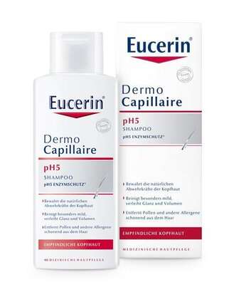 Sie sehen eine Packung Eucerin DermoCapillaire pH5 Shampoo, 250 Milliliter, Produktbild: 01 Eucerin DermoCapillaire pH5 Shampoo, 250 Milliliter, A-Nr.: 3949130 - 01