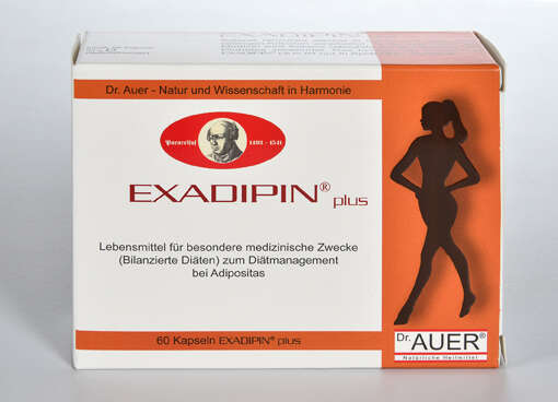 Sie sehen eine Packung EXADIPIN plus Dr. Auer, 60 Stück, Produktbild: 01 EXADIPIN plus Dr. Auer, 60 Stück, A-Nr.: 3427638 - 01