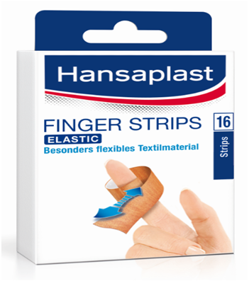 Sie sehen eine Packung Hansaplast Elastic Finger Strips, 16 Stück, Produktbild: 01 Hansaplast Elastic Finger Strips, 16 Stück, A-Nr.: 2219369 - 01