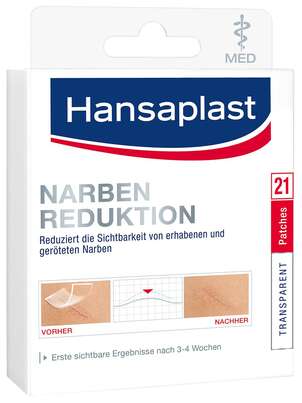Sie sehen eine Packung Hansaplast Narben Reduktion MED Strips, 21 Stück, Produktbild: 01 Hansaplast Narben Reduktion MED Strips, 21 Stück, A-Nr.: 2489703 - 01