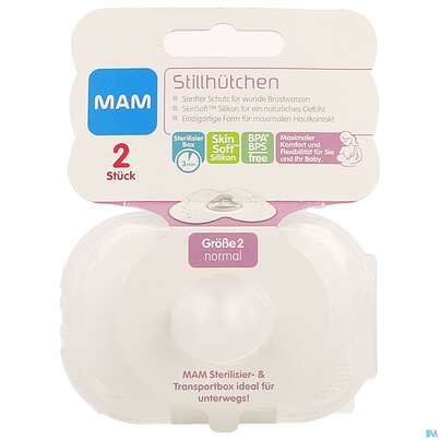 Sie sehen eine Packung Mam Care Stillhuetchen Large 2st, Produktbild: 01 Mam Care Stillhuetchen Large 2st, A-Nr.: 3754219 - 01
