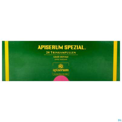 Sie sehen eine Packung Gelee Royale Trinkampullen 5ml Apiserum Spezial Ohne Alkohol 24st, Produktbild: 01 Gelee Royale Trinkampullen 5ml Apiserum Spezial Ohne Alkohol 24st, A-Nr.: 0209875 - 01