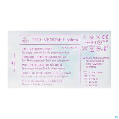 Sie sehen eine Packung INJ.BUTTERFLY SAFETY TRO 21G, 1 Stück, Produktbild: 02 INJ.BUTTERFLY SAFETY TRO 21G, 1 Stück, A-Nr.: 4173571 - 02