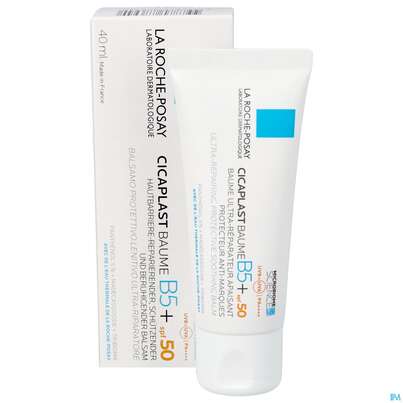 Sie sehen eine Packung La Roche Posay Cicaplast Wundpflegebalsam B5+ Spf50+ 40ml, Produktbild: 03 La Roche Posay Cicaplast Wundpflegebalsam B5+ Spf50+ 40ml, A-Nr.: 5868677 - 03