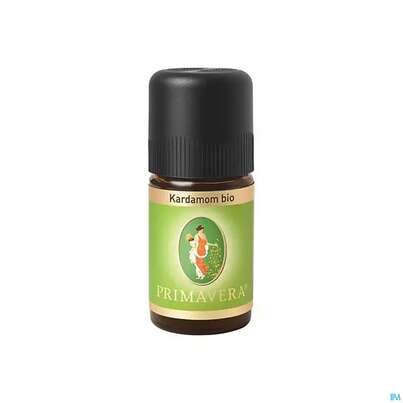 Sie sehen eine Packung Aetherische Oele Primavera Kardamom Bio 5ml, Produktbild: 01 Aetherische Oele Primavera Kardamom Bio 5ml, A-Nr.: 2604506 - 01