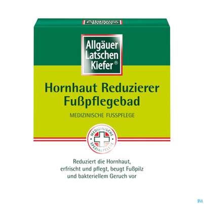 Sie sehen eine Packung Allgaeuer Latschenkiefer Hornhaut Reduzier-fusspflegebad 10 X10g 100g, Produktbild: 01 Allgaeuer Latschenkiefer Hornhaut Reduzier-fusspflegebad 10 X10g 100g, A-Nr.: 4610103 - 01