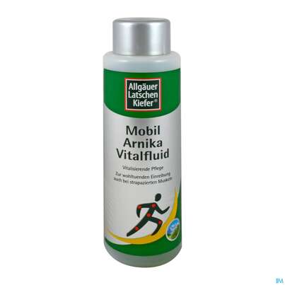 Sie sehen eine Packung Allgäuer Latschenkiefer Arnika Vital Fluid 500ml, Produktbild: 03 Allgäuer Latschenkiefer Arnika Vital Fluid 500ml, A-Nr.: 1436490 - 03