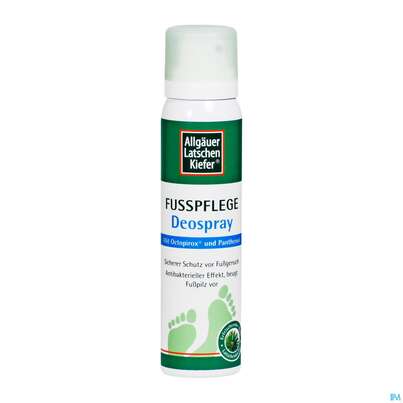 Sie sehen eine Packung Allgäuer Latschenkiefer Fußpflege Deospray 100ml, Produktbild: 02 Allgäuer Latschenkiefer Fußpflege Deospray 100ml, A-Nr.: 3083363 - 02
