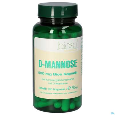 Sie sehen eine Packung Bios D-mannose 500mg 100 Kapseln, Produktbild: 01 Bios D-mannose 500mg 100 Kapseln, A-Nr.: 4789243 - 01