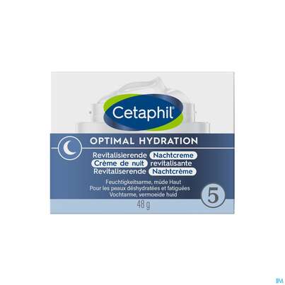 Sie sehen eine Packung Cetaphil Optimal Hydration Revitalisierende Nachtcreme, 48 Gramm, Produktbild: 01 Cetaphil Optimal Hydration Revitalisierende Nachtcreme, 48 Gramm, A-Nr.: 5436995 - 01
