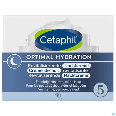 Sie sehen eine Packung Cetaphil Optimal Hydration Revitalisierende Nachtcreme, 48 Gramm, Produktbild: 03 Cetaphil Optimal Hydration Revitalisierende Nachtcreme, 48 Gramm, A-Nr.: 5436995 - 03