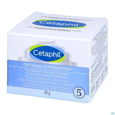 Sie sehen eine Packung Cetaphil Optimal Hydration Revitalisierende Nachtcreme, 48 Gramm, Produktbild: 04 Cetaphil Optimal Hydration Revitalisierende Nachtcreme, 48 Gramm, A-Nr.: 5436995 - 04