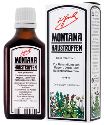 Sie sehen eine Packung Montana Haustropfen, 500 Milliliter, Produktbild: 01 Montana Haustropfen, 500 Milliliter, A-Nr.: 1276448 - 01