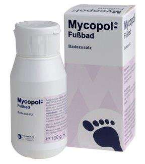Sie sehen eine Packung Mycopol-Fußbad, 100 Gramm, Produktbild: 01 Mycopol-Fußbad, 100 Gramm, A-Nr.: 0036009 - 01