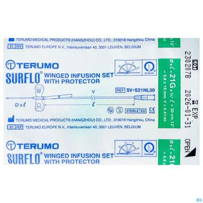 Sie sehen eine Packung Injektionsspritzen U.zubeh. Butterfly/safety Perfusionsbesteck Surshield Surflo 21g 0,8x 1st, Produktbild: 01 Injektionsspritzen U.zubeh. Butterfly/safety Perfusionsbesteck Surshield Surflo 21g 0,8x 1st, A-Nr.: 4172689 - 01