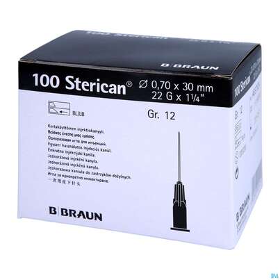 Sie sehen eine Packung Injektionsspritzen U.zubeh. Einmalkanuelen Sterican Standard Gr12 G22x1 1/4 0,7x 30mm 46576 100st, Produktbild: 02 Injektionsspritzen U.zubeh. Einmalkanuelen Sterican Standard Gr12 G22x1 1/4 0,7x 30mm 46576 100st, A-Nr.: 2692485 - 02