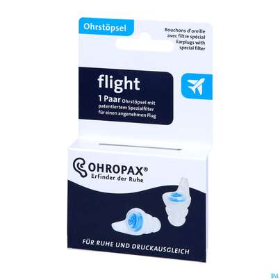 Sie sehen eine Packung Ohrenschutz Ohropax Flight Spezial Filter-1 Paar Pgerf 2st, Produktbild: 07 Ohrenschutz Ohropax Flight Spezial Filter-1 Paar Pgerf 2st, A-Nr.: 4778469 - 07