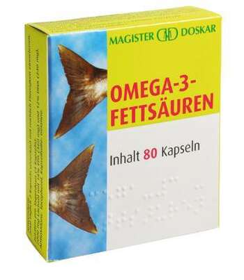 Sie sehen eine Packung Doskar Omega-3- Fettsäure 80 Kapseln, 80 Stück, Produktbild: 01 Doskar Omega-3- Fettsäure 80 Kapseln, 80 Stück, A-Nr.: 2687834 - 01