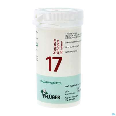 Sie sehen eine Packung Schuess 17 Mang Sulf D 6 Pflu 100g, Produktbild: 02 Schuess 17 Mang Sulf D 6 Pflu 100g, A-Nr.: 3703417 - 02