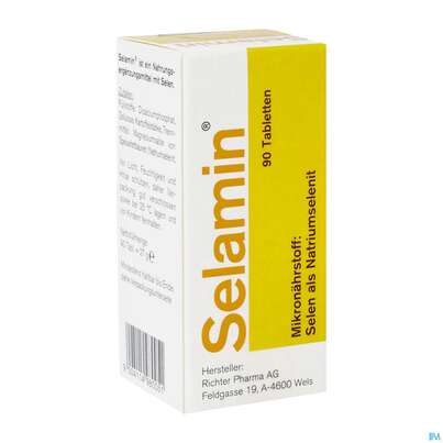 Sie sehen eine Packung SELAMIN TBL, 90 Stück, Produktbild: 02 SELAMIN TBL, 90 Stück, A-Nr.: 1226812 - 02