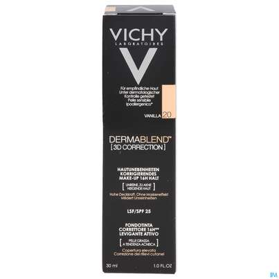 Sie sehen eine Packung VICHY DERMABL.3D 20 VANILLA, 30 Milliliter, Produktbild: 01 VICHY DERMABL.3D 20 VANILLA, 30 Milliliter, A-Nr.: 5044189 - 01