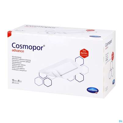 Sie sehen eine Packung Wundverband Cosmopor/advance 15x 8cm 25st, Produktbild: 02 Wundverband Cosmopor/advance 15x 8cm 25st, A-Nr.: 3796790 - 02