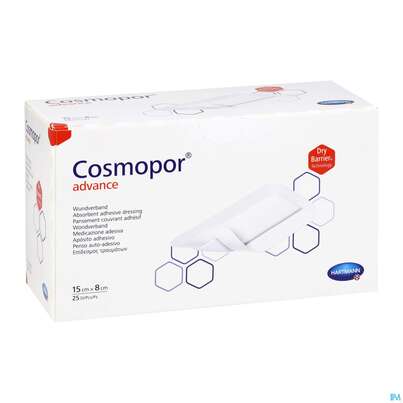 Sie sehen eine Packung Wundverband Cosmopor/advance 15x 8cm 25st, Produktbild: 03 Wundverband Cosmopor/advance 15x 8cm 25st, A-Nr.: 3796790 - 03