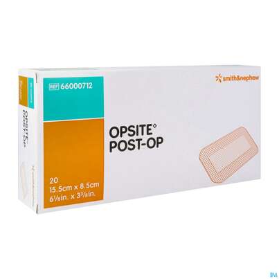 Sie sehen eine Packung Wundverband Opsite Post-op 8,5x15,5cm 20st, Produktbild: 02 Wundverband Opsite Post-op 8,5x15,5cm 20st, A-Nr.: 1703241 - 02