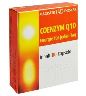Sie sehen eine Packung Doskar CoEnzym Q10 Kapseln 80 Stück, 80 Stück, Produktbild: 01 Doskar CoEnzym Q10 Kapseln 80 Stück, 80 Stück, A-Nr.: 3728707 - 01
