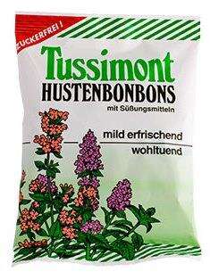 Sie sehen eine Packung Tussimont Hustenbonbons, 75 Gramm, Produktbild: 01 Tussimont Hustenbonbons, 75 Gramm, A-Nr.: 2597634 - 01