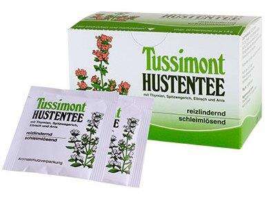 Sie sehen eine Packung Tussimont Hustentee, 20 Stück, Produktbild: 01 Tussimont Hustentee, 20 Stück, A-Nr.: 1347384 - 01