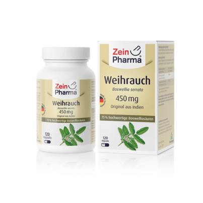 Sie sehen eine Packung Zeinpharma Weihrauch Boswellia Kapseln, 120 Stück, Produktbild: 01 Zeinpharma Weihrauch Boswellia Kapseln, 120 Stück, A-Nr.: 3818818 - 01
