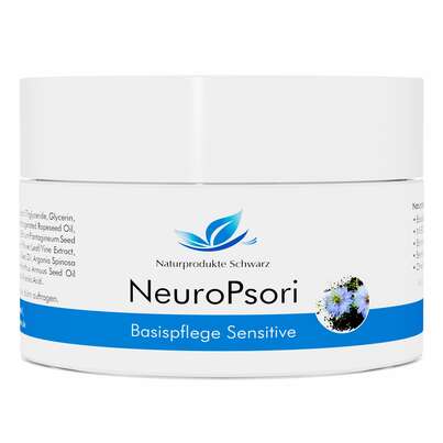 Sie sehen eine Packung NeuroPsori Basispflege Creme Sensitive 100ml, 100 Milliliter, Produktbild: 01 NeuroPsori Basispflege Creme Sensitive 100ml, 100 Milliliter, A-Nr.: 3326943 - 01