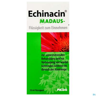 Sie sehen eine Packung ECHINACIN MAD FLUESSIGK., 50 Milliliter, Produktbild: 01 ECHINACIN MAD FLUESSIGK., 50 Milliliter, A-Nr.: 1287802 - 01