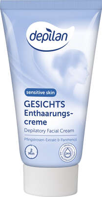 Sie sehen eine Packung Depilan Gesichts Enthaarungscreme sensitiv, Produktbild: 04 Depilan Gesichts Enthaarungscreme sensitiv, A-Nr.: 3577763 - 04