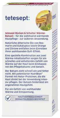 Sie sehen eine Packung TETESEPT Rücken&Schulter Wärme Balsam 100ml, Produktbild: 05 TETESEPT Rücken&Schulter Wärme Balsam 100ml, A-Nr.: 4247565 - 05