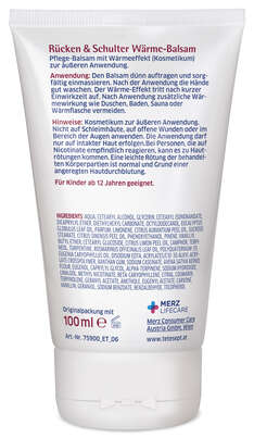 Sie sehen eine Packung TETESEPT Rücken&Schulter Wärme Balsam 100ml, Produktbild: 08 TETESEPT Rücken&Schulter Wärme Balsam 100ml, A-Nr.: 4247565 - 08