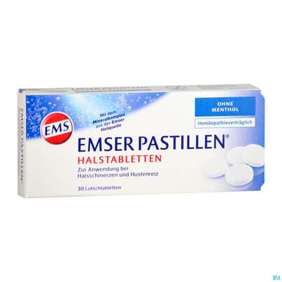 Sie sehen eine Packung EMSER PAS O MENTHOL, 30 Stück, Produktbild: 03 EMSER PAS O MENTHOL, 30 Stück, A-Nr.: 4371242 - 03