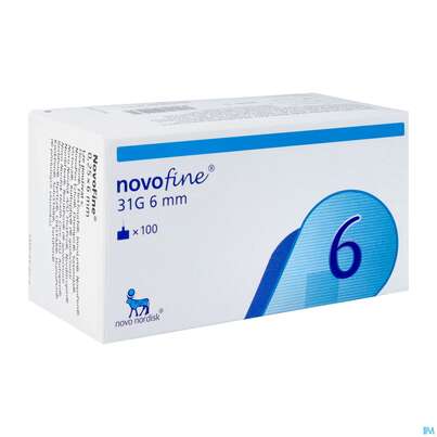 Sie sehen eine Packung Injektionsspritzen U.zubeh. Insulin Novofine Pen-nadeln 31g 0,25x 6mm 100st, Produktbild: 02 Injektionsspritzen U.zubeh. Insulin Novofine Pen-nadeln 31g 0,25x 6mm 100st, A-Nr.: 2699576 - 02