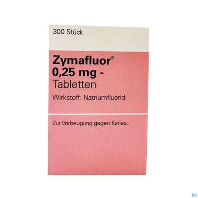 Sie sehen eine Packung ZYMAFLUOR TBL 0,25MG, 300 Stück, Produktbild: 01 ZYMAFLUOR TBL 0,25MG, 300 Stück, A-Nr.: 0063650 - 01