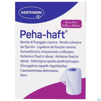 Sie sehen eine Packung Peha-haft Fixierbinde/latexfrei 4mx 6cm 1st, Produktbild: 02 Peha-haft Fixierbinde/latexfrei 4mx 6cm 1st, A-Nr.: 3328221 - 02