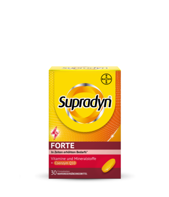 Sie sehen eine Packung Supradyn® forte Filmtabletten, 30 Stück, Produktbild: 01 Supradyn® forte Filmtabletten, 30 Stück, A-Nr.: 4332443 - 01