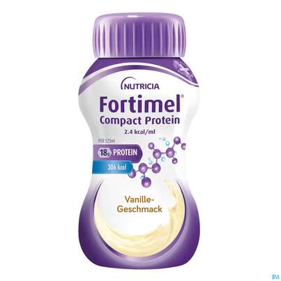 Sie sehen eine Packung Fortimel/compact/protein 125ml Vitalflasche Vanille 24st, Produktbild: 01 Fortimel/compact/protein 125ml Vitalflasche Vanille 24st, A-Nr.: 3948656 - 01