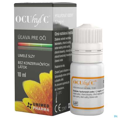 Sie sehen eine Packung Augentropfen Ocuhyl/o.konservierungs- Stoffe Natriumhyaluronat +calendula-extrakt 10ml, Produktbild: 02 Augentropfen Ocuhyl/o.konservierungs- Stoffe Natriumhyaluronat +calendula-extrakt 10ml, A-Nr.: 4006100 - 02